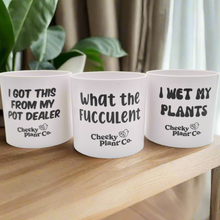 Load image into Gallery viewer, Trio Pack - Funny - Cheeky Plant Co. Pots - 12.5cmD x 12cmH