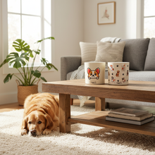 Load image into Gallery viewer, Both pots on coffee table with golden retriever