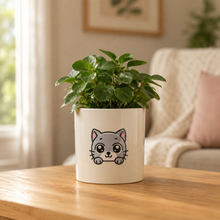 Load image into Gallery viewer, Grey Cat - Cheeky Plant Co. Pot -12.5cmD x 12cmH