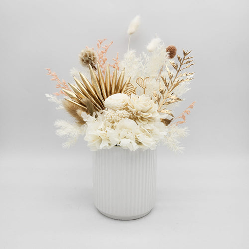 Birthday Dried Flower Arrangements - White - Sydney Only