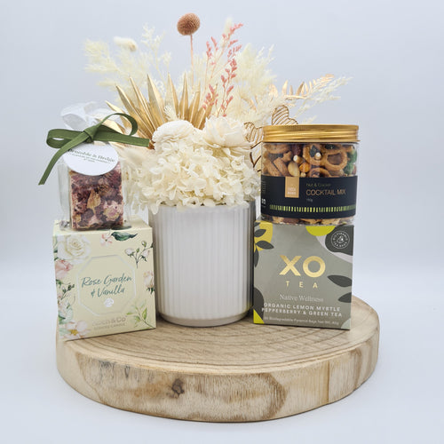 White Dried Floral Gift Hamper - Sydney Only