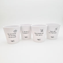 Load image into Gallery viewer, Positive Pots Four Pack - Cheeky Plant Co. Pots - 11cmD x 11cmH
