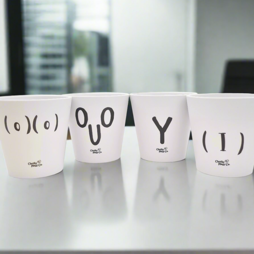 Rude Pots Four Pack - Cheeky Plant Co. Pots - 13.5cmD x 11.5cmH