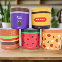 Load image into Gallery viewer, Foodie Pots Five Pack - Cheeky Plant Co. Pots - 12.5cmD x 12cmH
