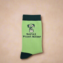 Load image into Gallery viewer, Plant Lover Socks - Serial Plant Killer - Cheeky Plant Co.

