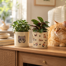 Load image into Gallery viewer, Grey Cat - Cheeky Plant Co. Pot -12.5cmD x 12cmH
