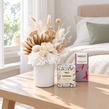 Load image into Gallery viewer, Sympathy White Dried Floral Arrangement Gift Box
