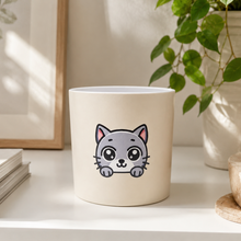 Load image into Gallery viewer, Grey Cat - Cheeky Plant Co. Pot -12.5cmD x 12cmH
